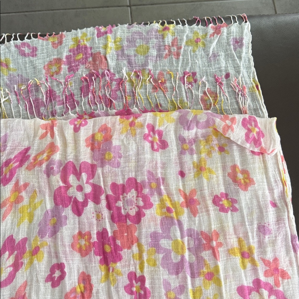 Floral Pink and Yellow Scarf